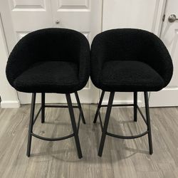 Black Sherpa Bar Stools (2)