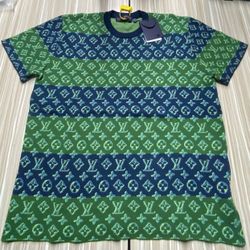 Men’s LV Monogram Shirt-green and blue