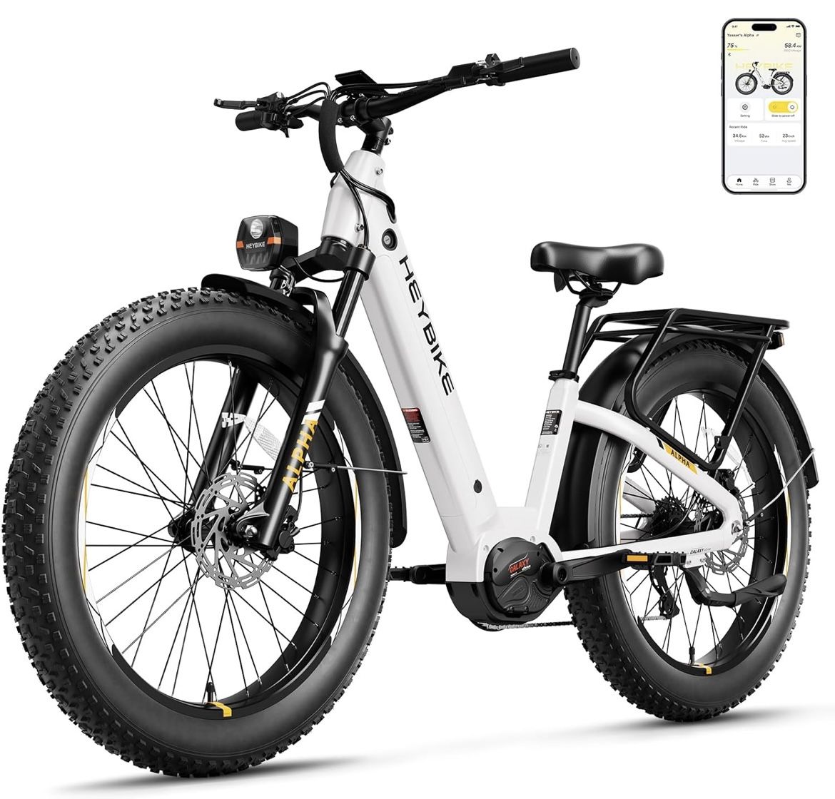 Heybike Alpha Electric Bike for Adults,1500W Peak Mid Drive,28MPH
