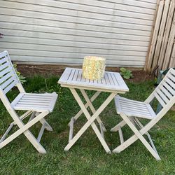 A Beautiful Set Of Patio Furniture, Two Wooden Chairs And A Table (NO SHIPPING)