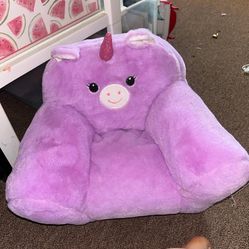 Plush unicorn chair for 18 inch dolls