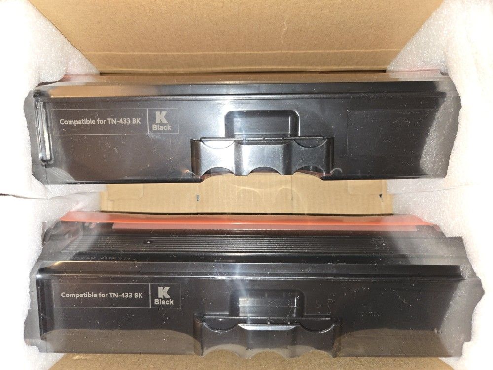 2-Pack Brother TN-433BK Black High Yield Toner Cartridge Replacement