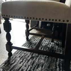 Set of 3 Beige Upholstered Dining Chairs