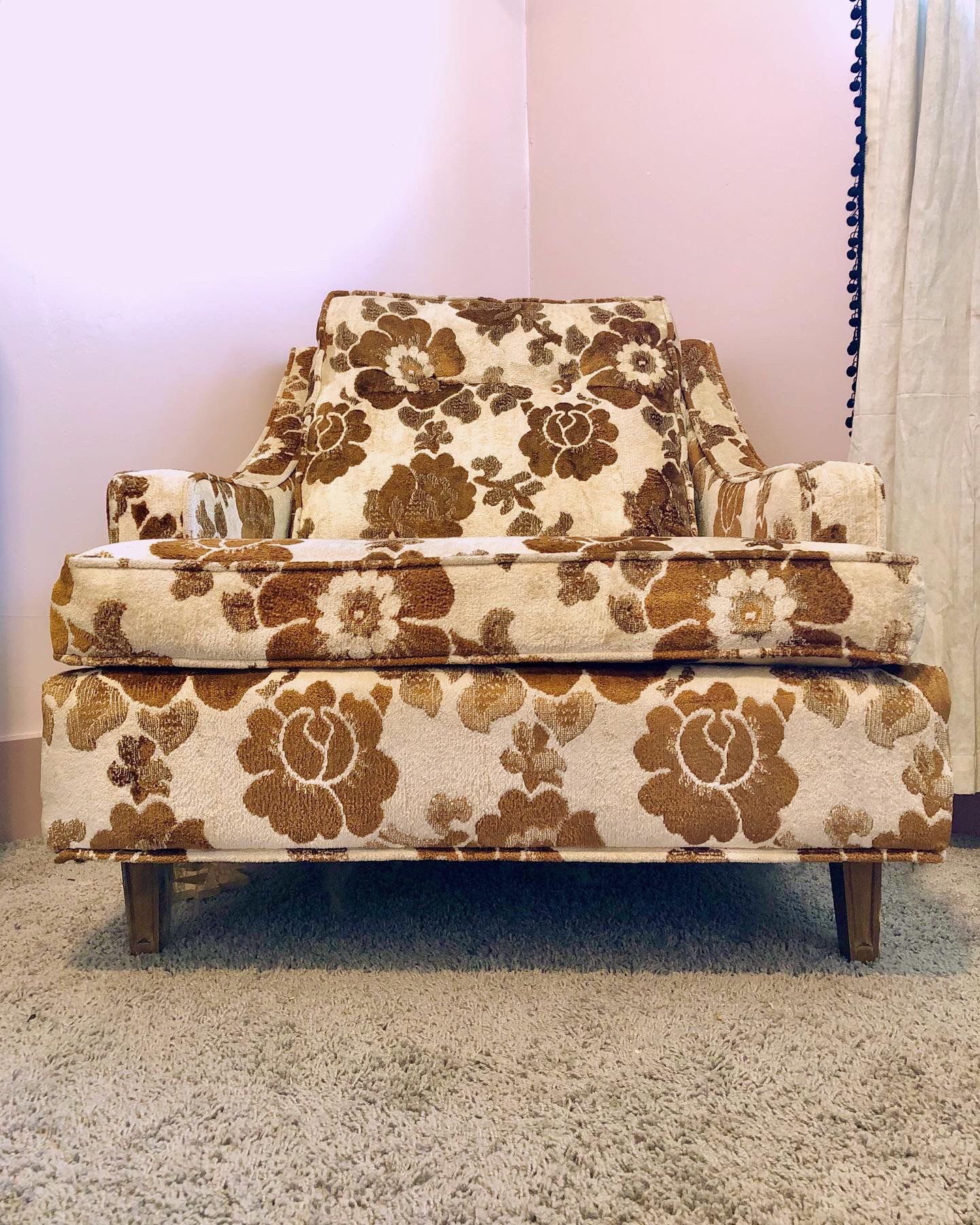 Vintage floral velvet chair