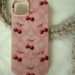 Cherry & Bowknot Pattern iPhone 14 Plus *pink