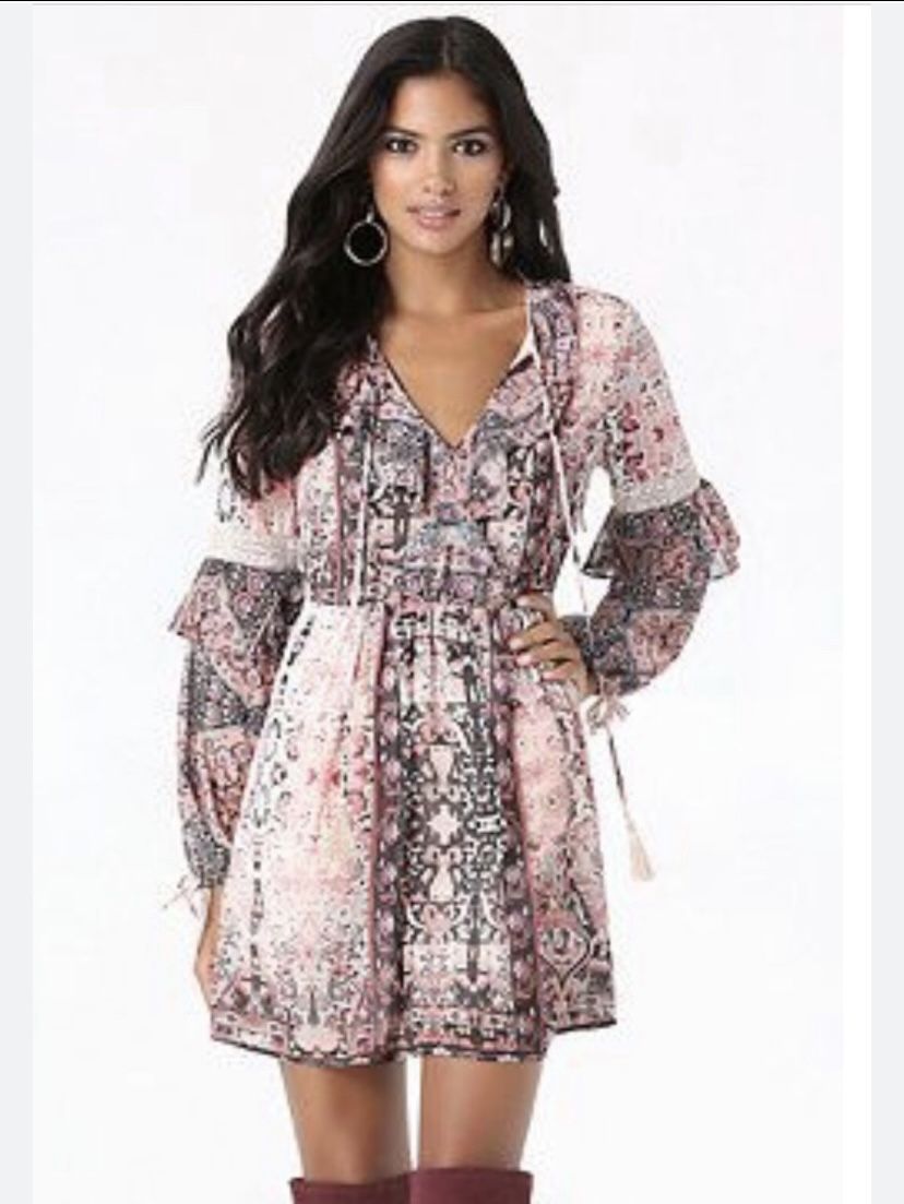 Brand New Woman’s Bebe brand Pink Bohemian Maxi Dress Up For Sale
