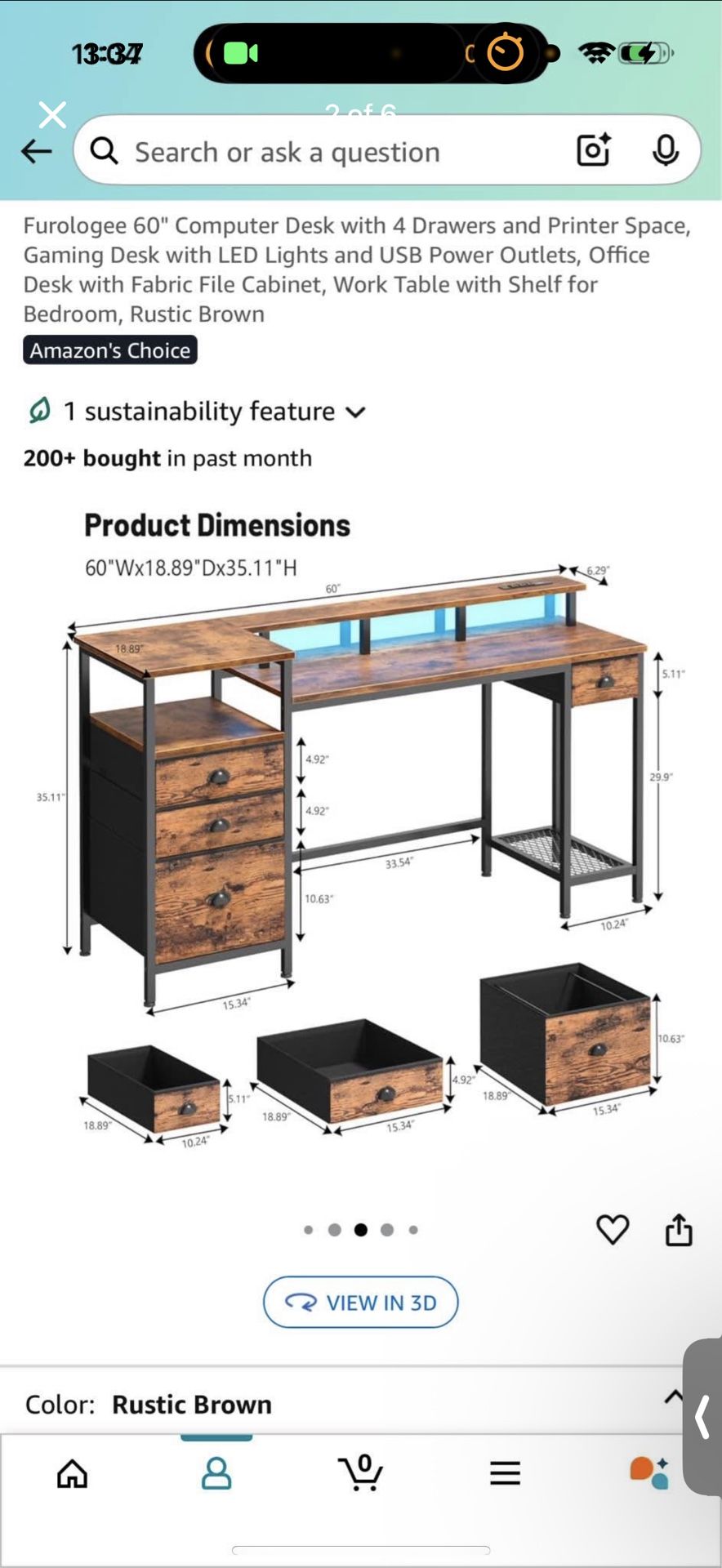 60” Office Desk With Storage And Outlets