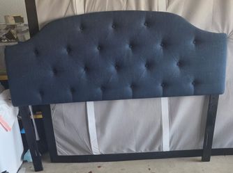Blue Fabric Queen Headboard