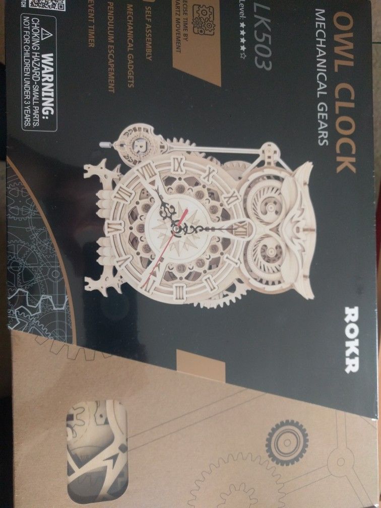 Brand New in Box Owl 3D Puzzle Mechanical Clock
