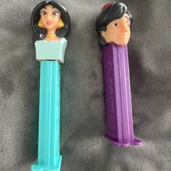 Disney Aladdin And Jasmine Pez Dispensers Great Condition 