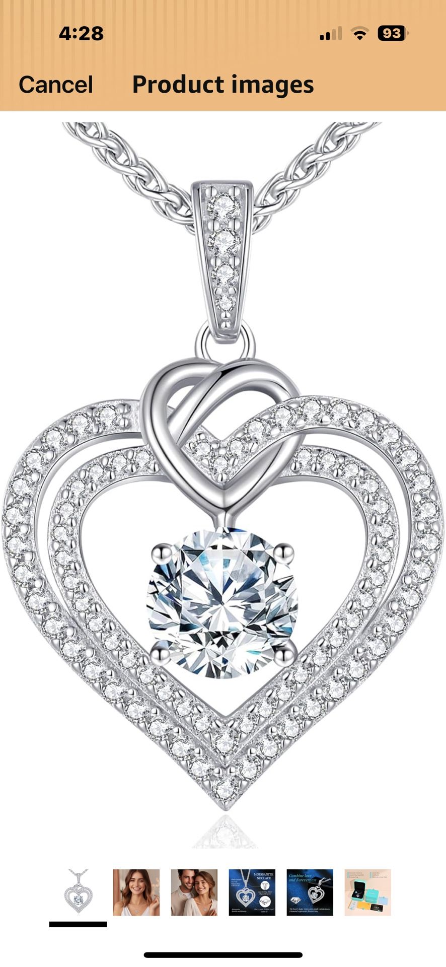 Brand New Sterling Silver 1.5ct. Moissanite Heart Pendant W/20”L Chain