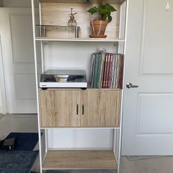 4-Tier Bookshelf, Tall Bookcase, Storage Cabinet for Living Room, Bedroom, Entryway, Home Office w/Cabinet, Enclosed Storage, Shelf Space, Metal 