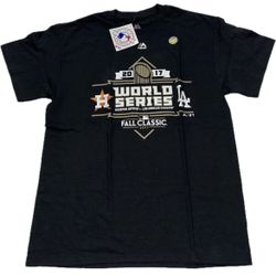 2017 World Series Astros Vs Dodgers Majestic Black T Shirt Mens Medium New 