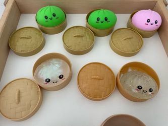 Dumpling Squishy Fidget Toy Set with Steamer Baskets