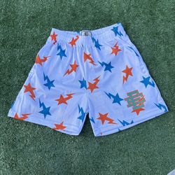 Eric emanual White Shorts with orange and blue stars