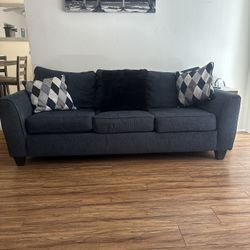 Modern Dark Blue Gray Sofa – Excellent Condition