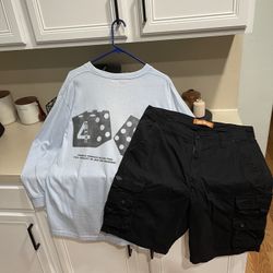 4 Hunnid Clothing L/S Tee Shirt & Cargo Shorts