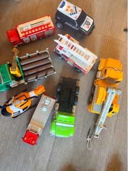 Driven by Battat Toy Vehicle Lot - Trucks and Helicopter