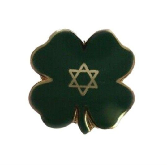 Jewish Star of David Four Leaf Clover Lapel Pin