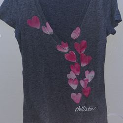 Y2K Grey Hollister Heart V- Neck