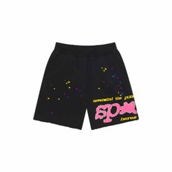 Sp5der Black Graphic Sweat Shorts
