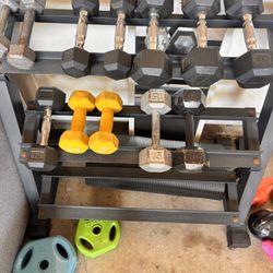 Dumbbells rack With A Few Dumbbells 