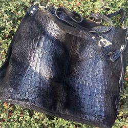 Suede Bag Faux Alligator Skin