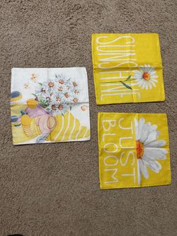 Set of 3 Spring Gnome and Daisy Pillow Covers 18x18 brand new