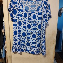 Blue And White Blouse