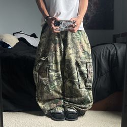 super baggy y2k grunge faded wide leg skater hunting camo cargo pants
