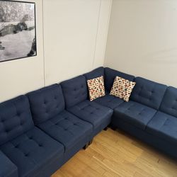 Navy Sectional Couch w/ Pillows