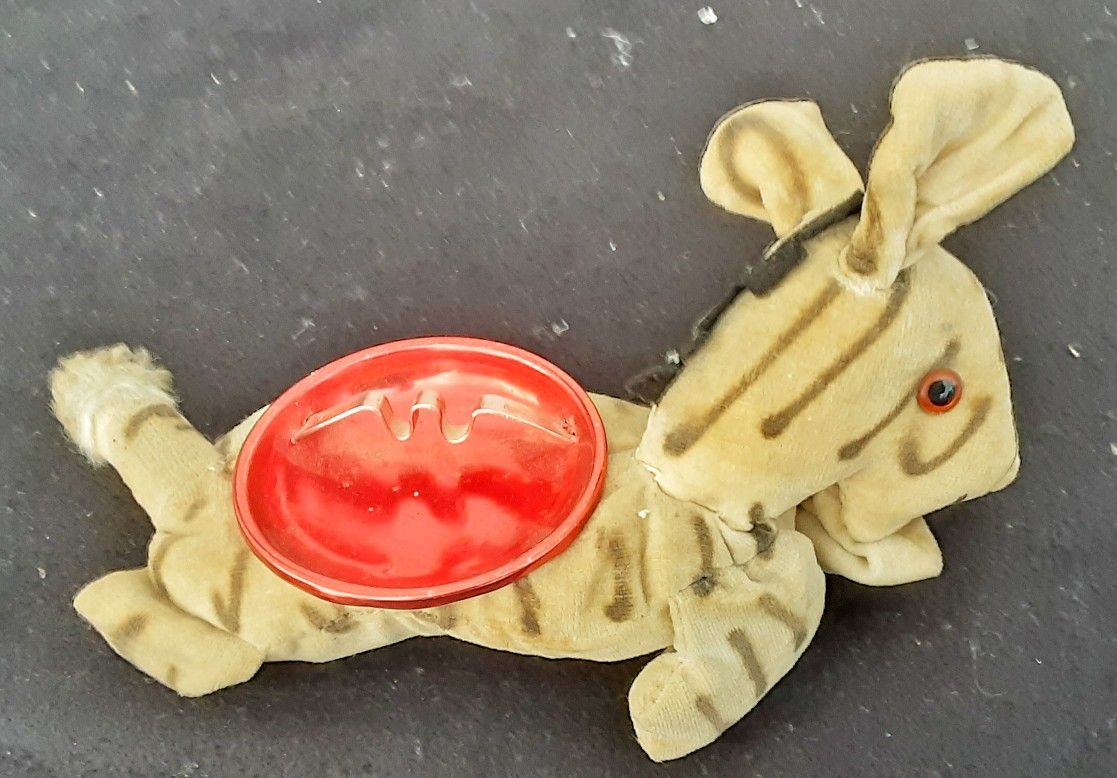 MCM Stuffed Animal ZEBRA Anodized Aluminum Bean Bag Ashtray Made In JAPAN