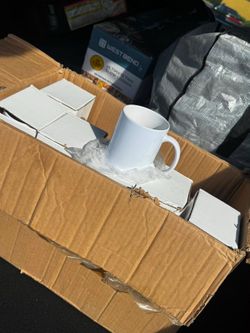 New Box of (26) white clear mugs