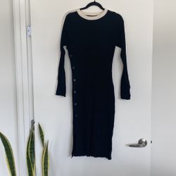 Future Collective Black Button Bodycon Dress