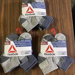 New! Boys Reebok Socks 6pk