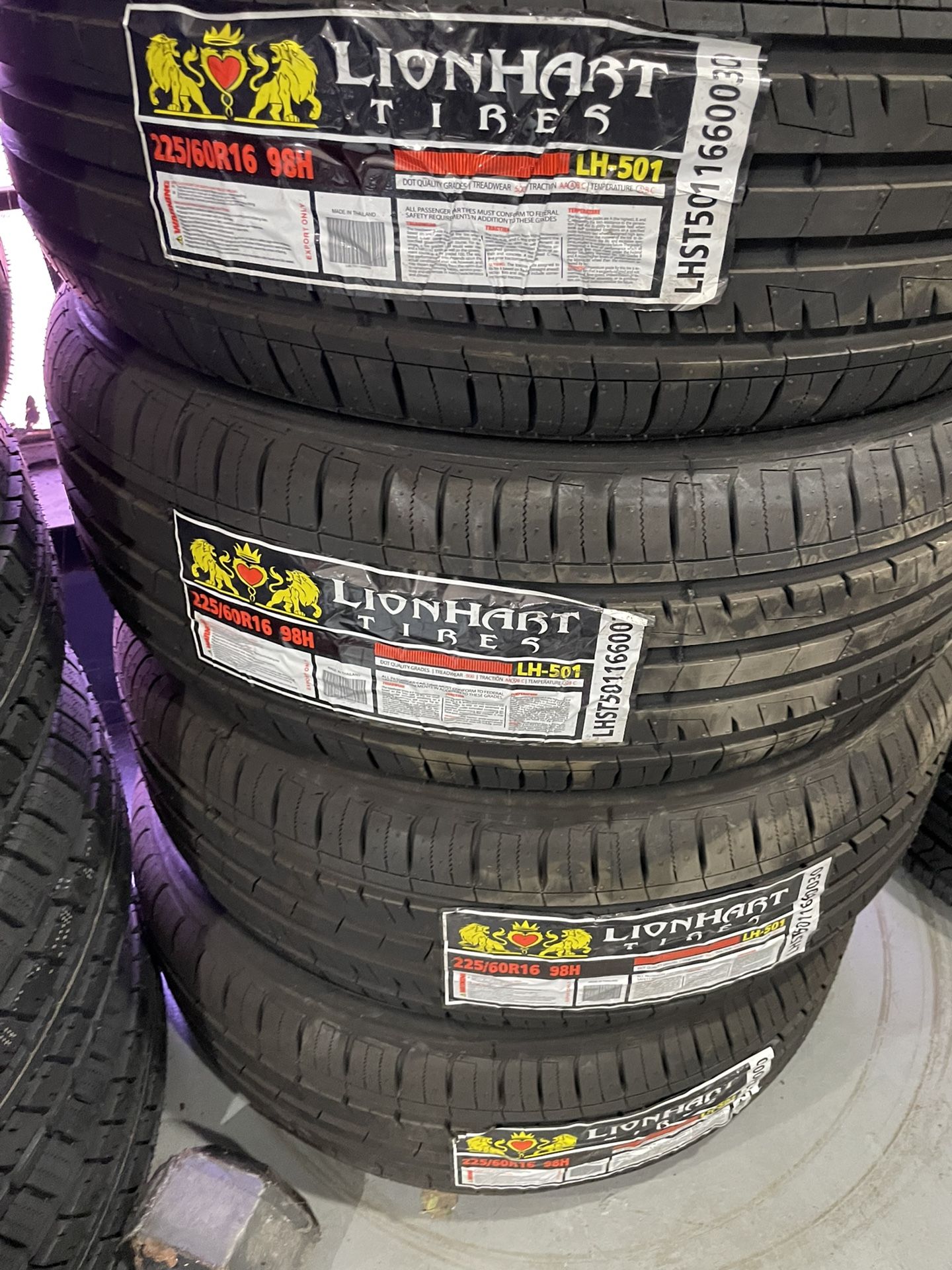 4 Lionhart LH-501 All-Season Tires 225/60R16 – 40K Mile Warranty, H-Rated, BW