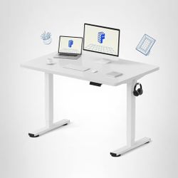 FLEXISPOT EN1 One-Piece Standing Desk with 1-Inch Thick Seamless Desktop, 55"x28" Electric Height Adjustable Desk for Home Office, Multi-Monitor Setup