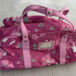 Carry On Luggage Rolling Duffel With Handle Pink Flowers 22”x11”x11”