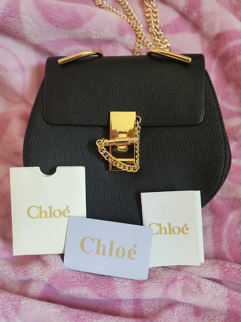 Chloé Leather Flap Chain Piston Drew Bag Crossbody HandBag