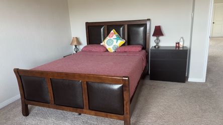 Queen bed frame - bob furniture- AS good as NEW
