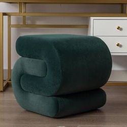 NEW Dark Green S-shape Velvet Fabric Ottoman Makeup Stool Footstool