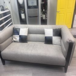 Grey leather couch
