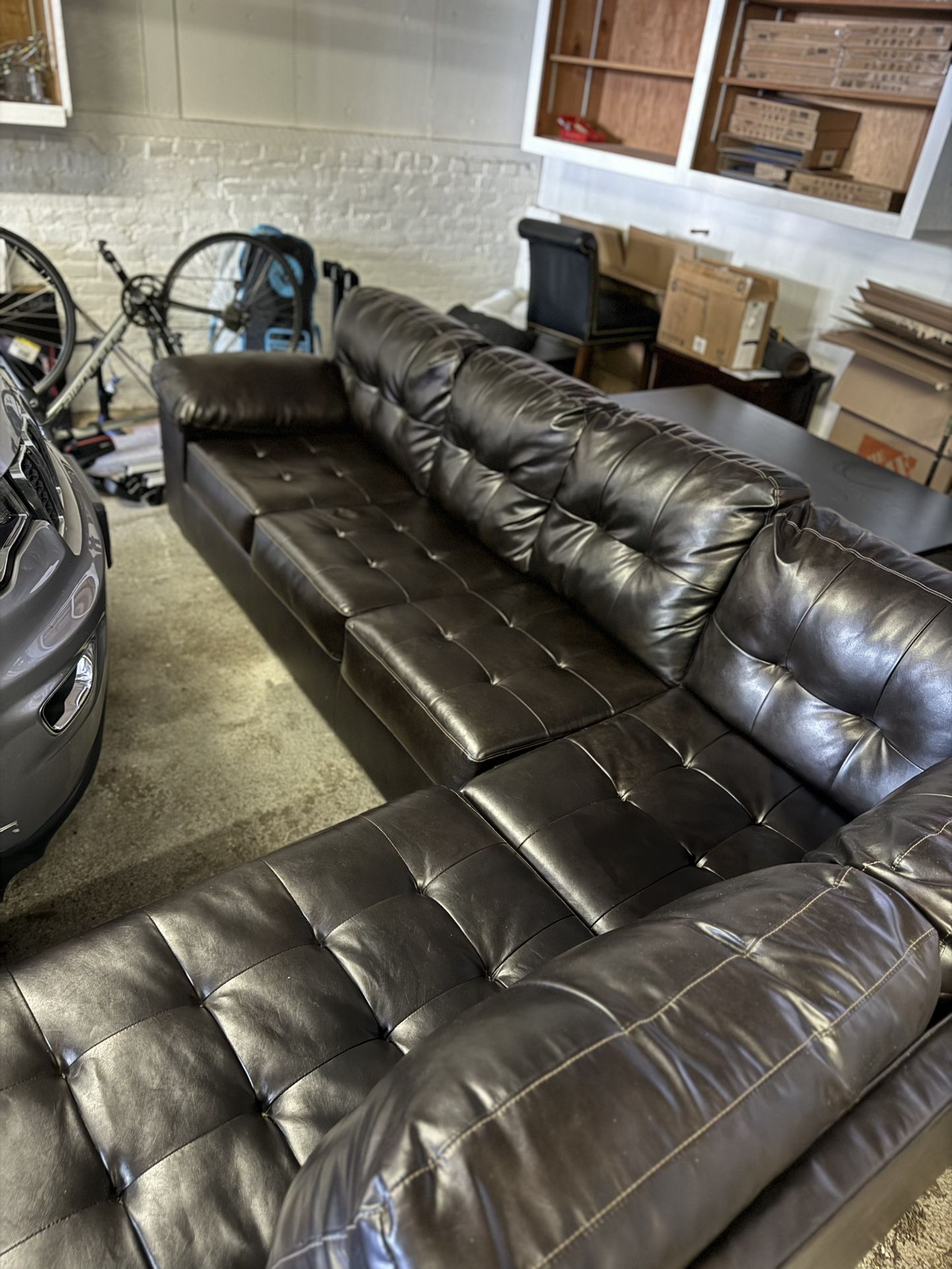 Black Leather Sectional Couch - $200