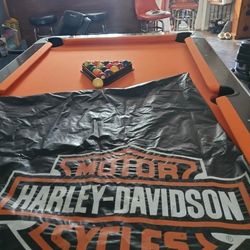 Orange Top Pool Table Harley Davidson Cover-sticks Not Included
