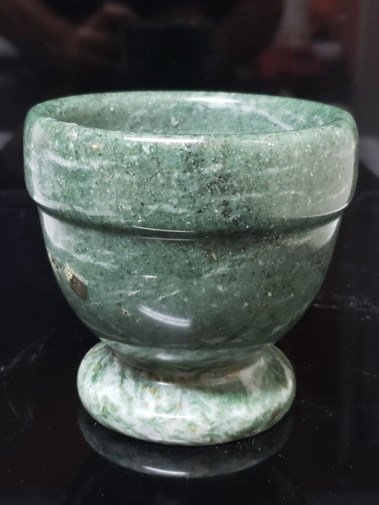 Jade green marble apothecary bowl