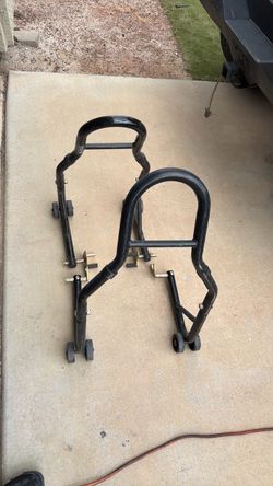 Front and rear motorcycle stands