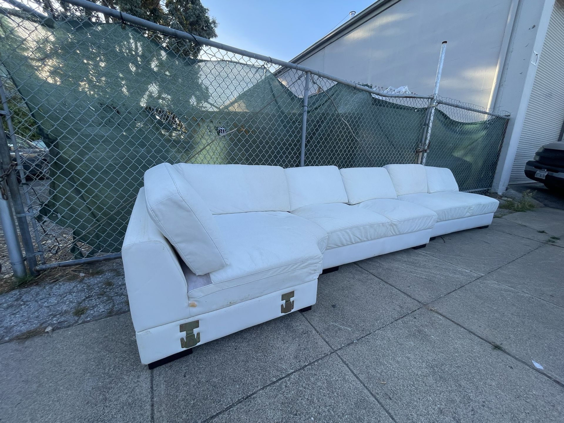 White Leather Couch 