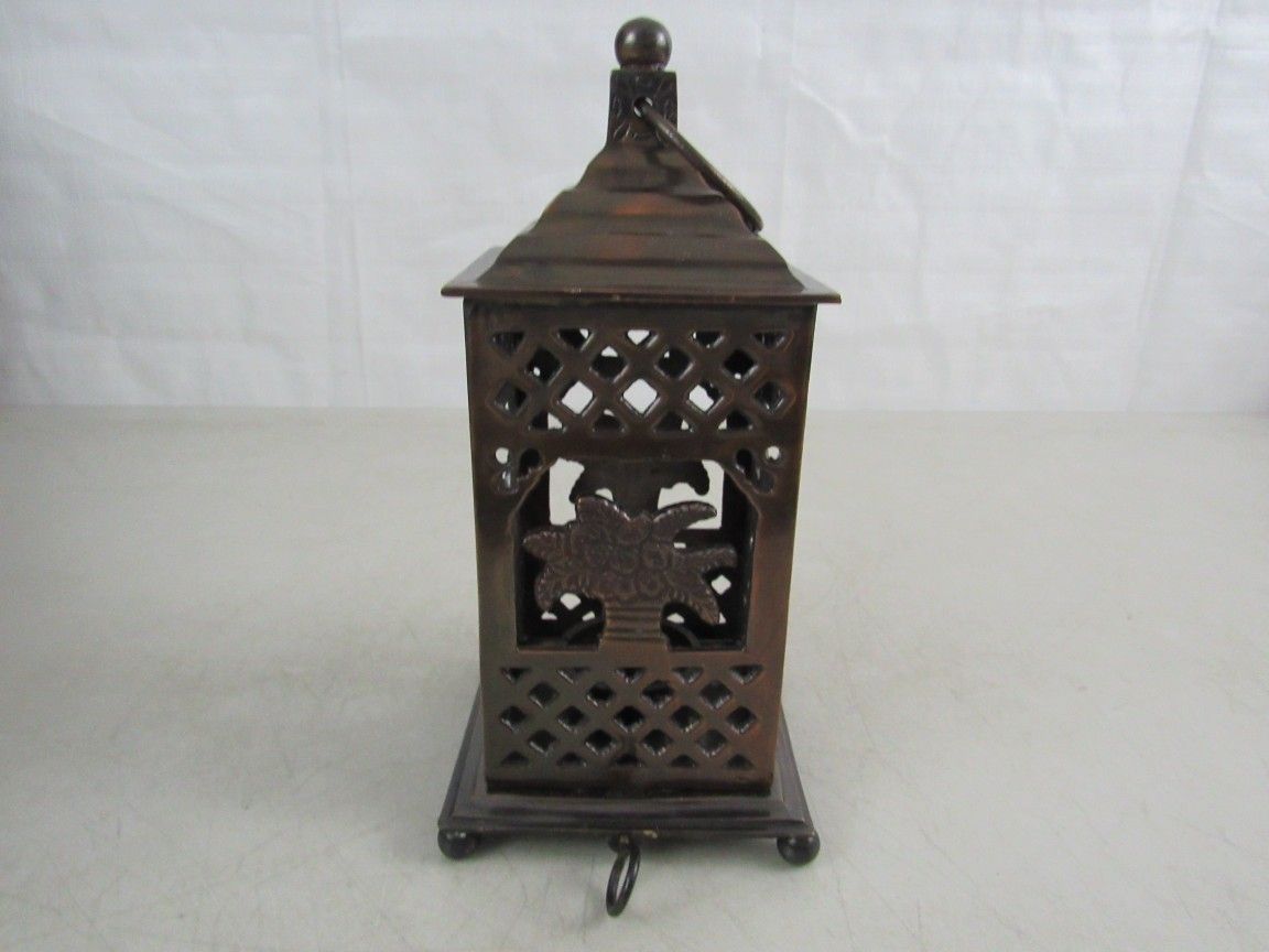 Tea Light Candle Holder Brass Hanging Garden Lantern 10" Tall


