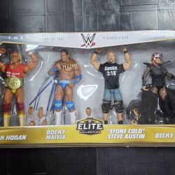 2023 WWE Elite Collection Then Now Forever Together 4-Pack Hulk Hogan, Rock, Stone Cold & Becky Lynch