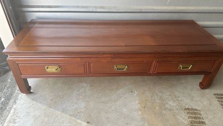Vintage Solid Wood Coffee Table Mid-century w/Drawers